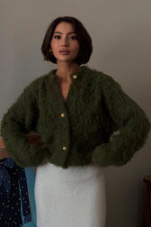 Heavyweight Plush Faux Fur Relaxed Cardigan