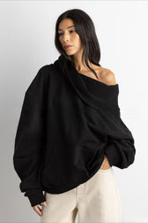 Off Shoulder Spring Print Hoodie