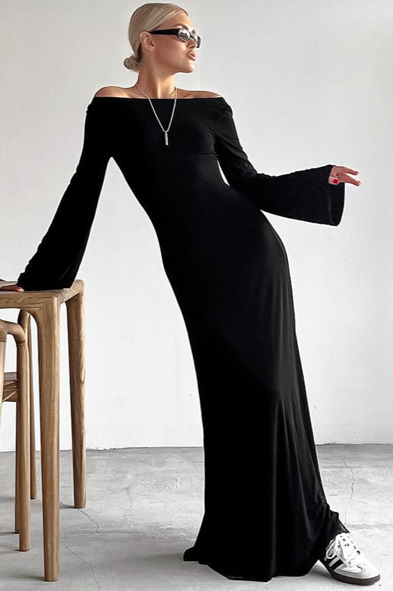 Black Knit Refined Maxi Dress