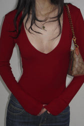 Retro Stretchy Slim Fit Long Sleeve Top