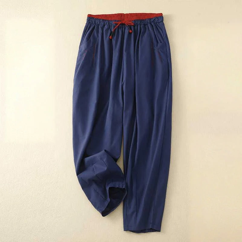 Drawstring High Waist Tapered Linen Look Pants