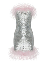 Alaina Feather Strapless Mini Dress