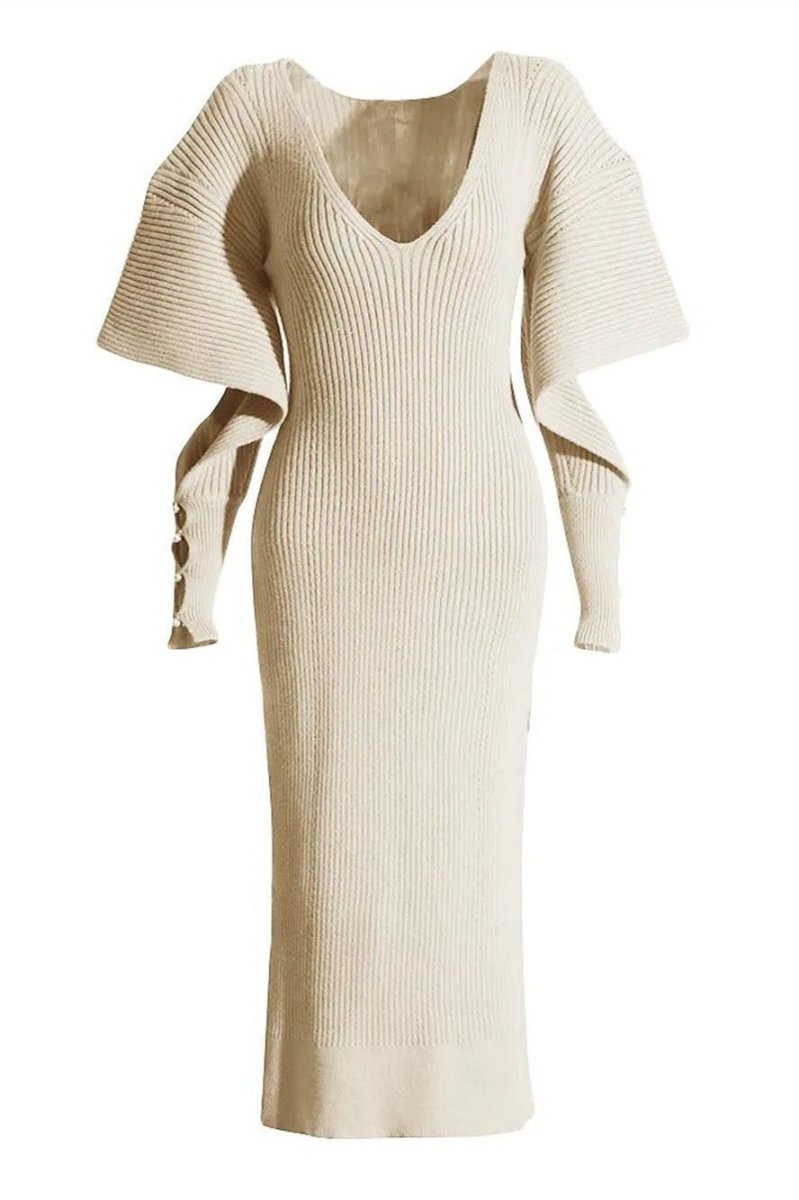 Alberta Cut - out Batwing Sleeve Midi Knit Dress