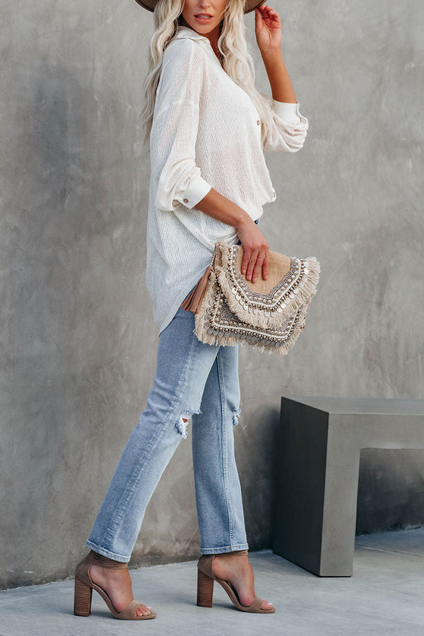 Button Down Ribbed Knit Top