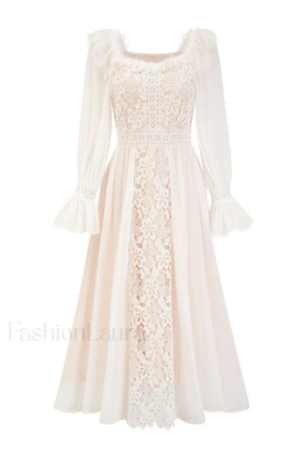 Aliana Floral Hollow Charming Long Sleeve Dress