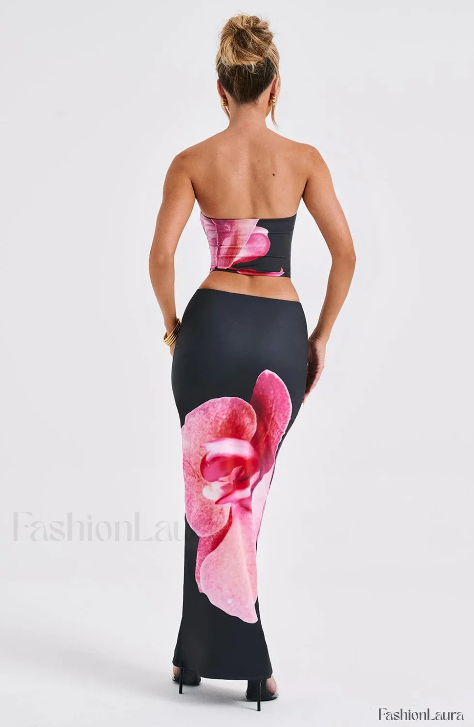 Allegra Maxi Skirt Trendy - Black Floral Print