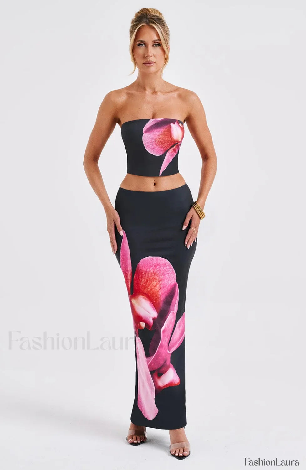 Allegra Maxi Skirt Trendy - Black Floral Print