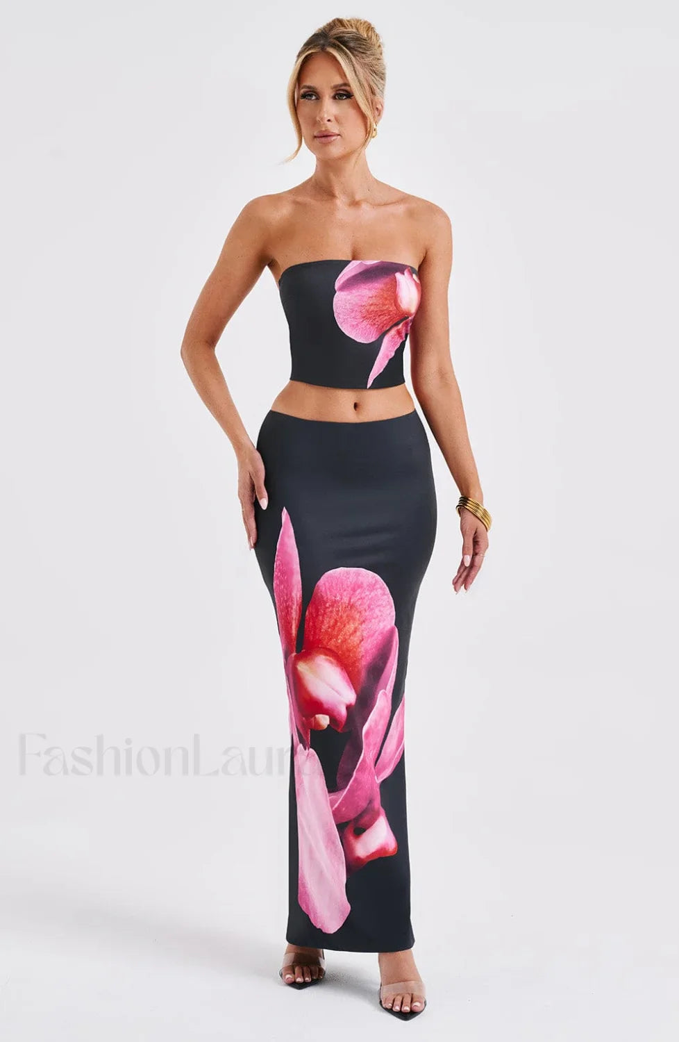 Allegra Maxi Skirt Trendy - Black Floral Print
