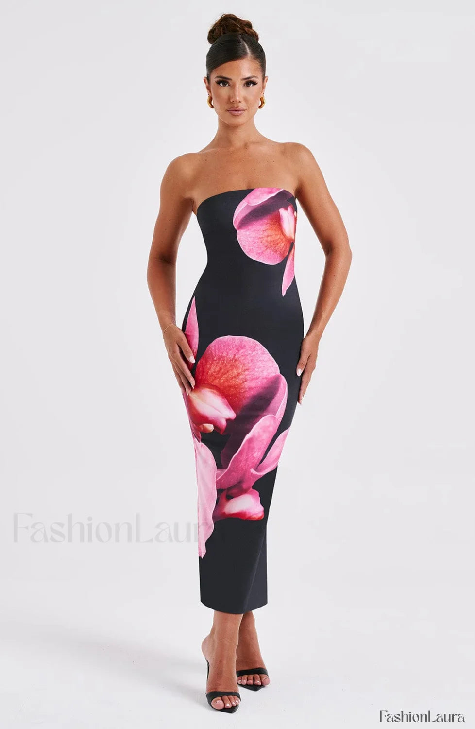 Allegra Midi Dress Trendy - Black Floral Print