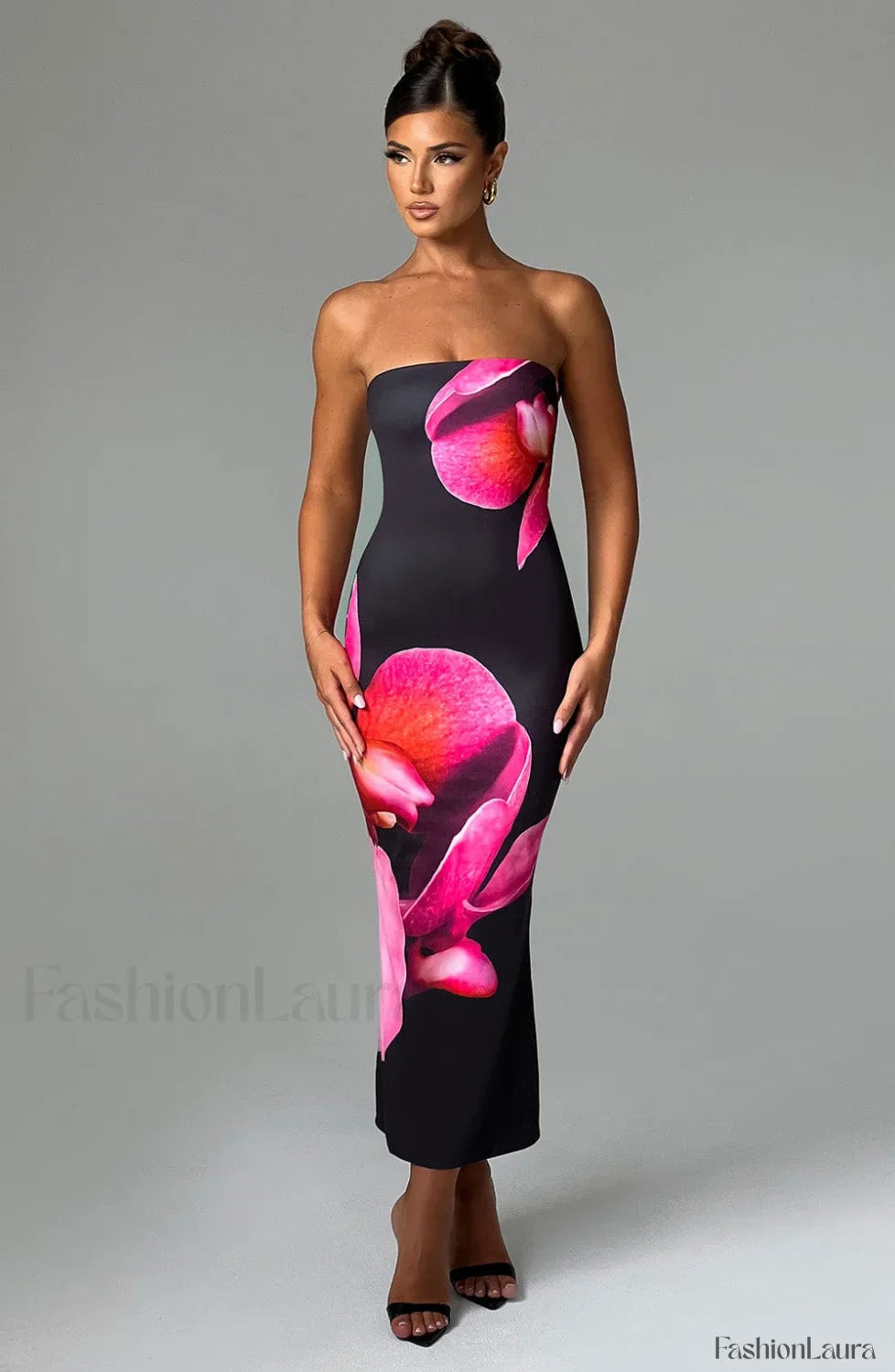 Allegra Midi Dress Trendy - Black Floral Print