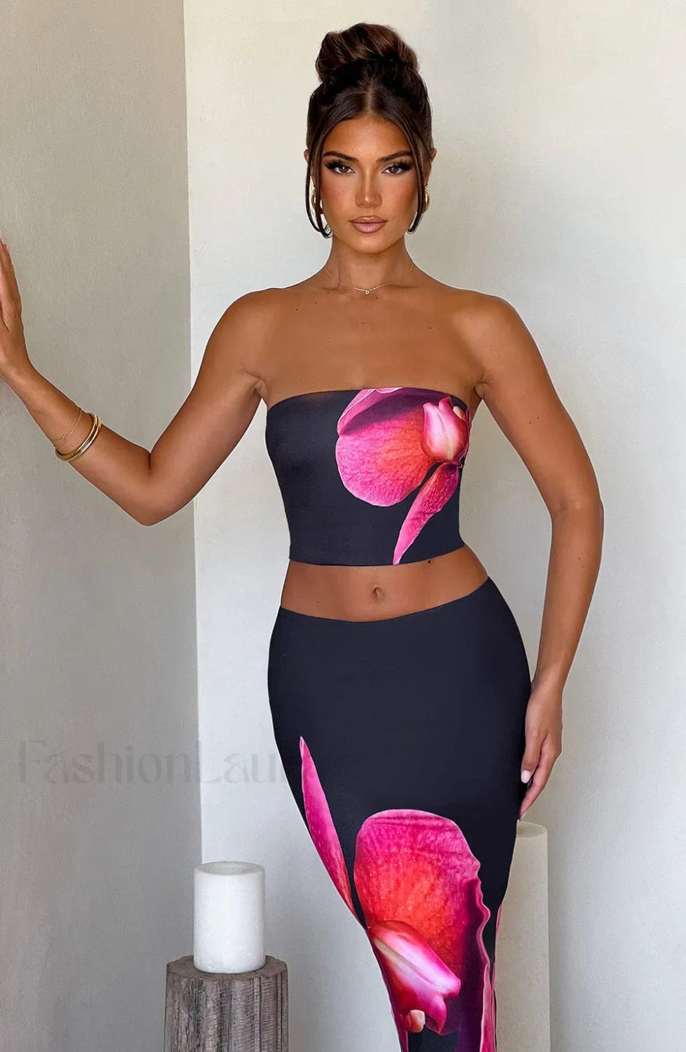 Allegra Top Trendy Black Floral Print XS Tops