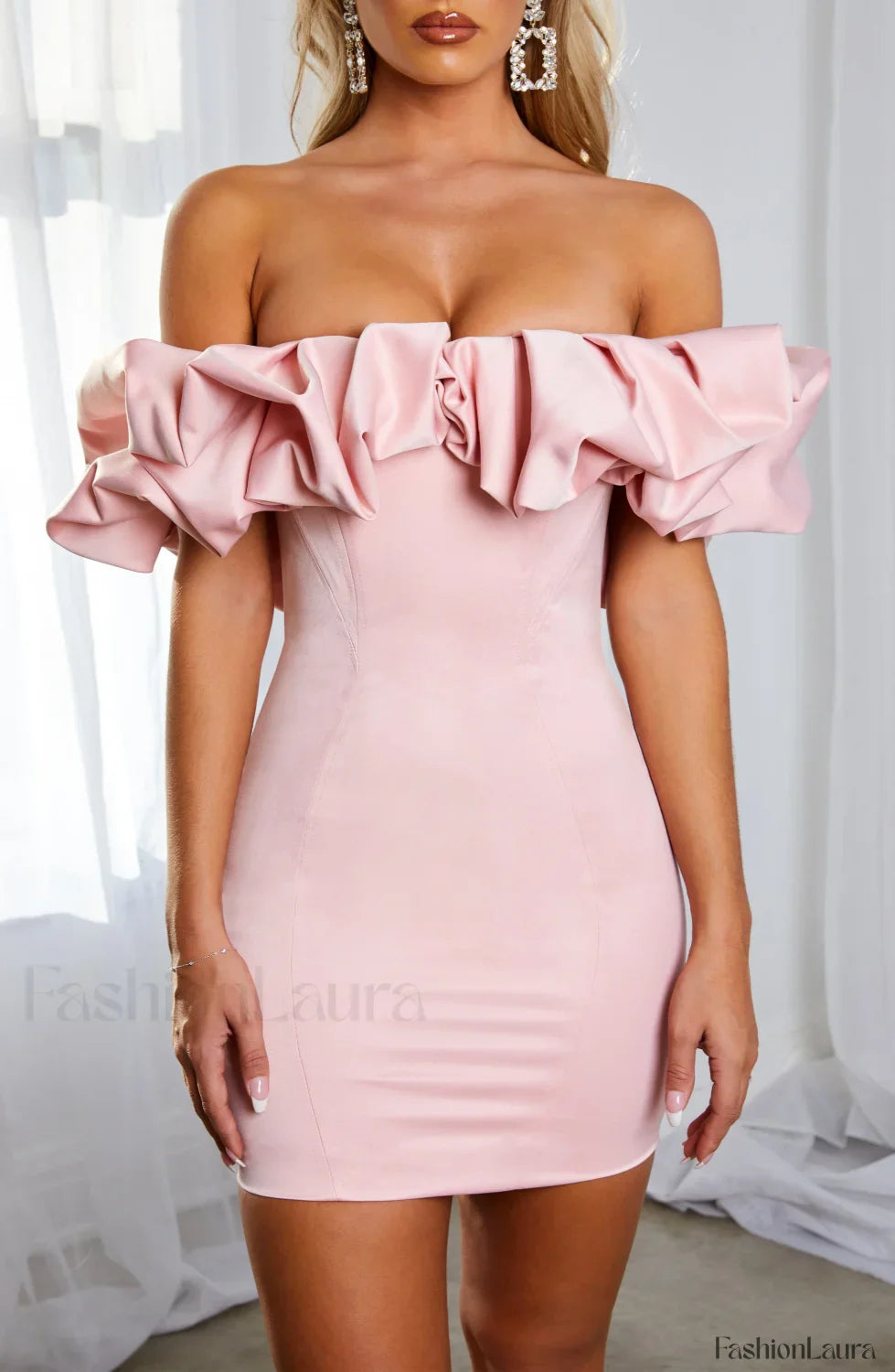 Allie Mini Dress Trendy - Baby Pink
