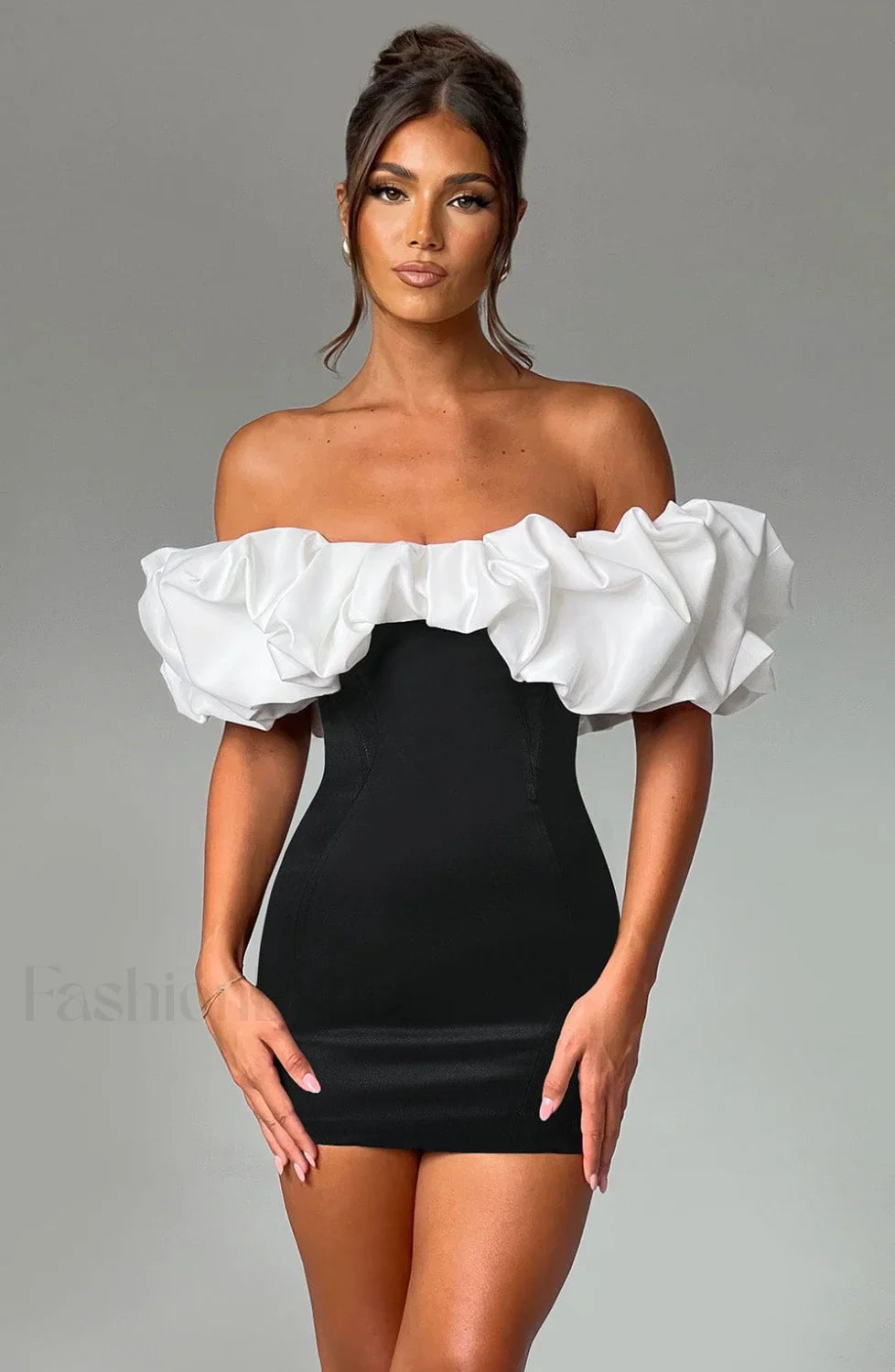 Allie Mini Graceful Dress - Black/White