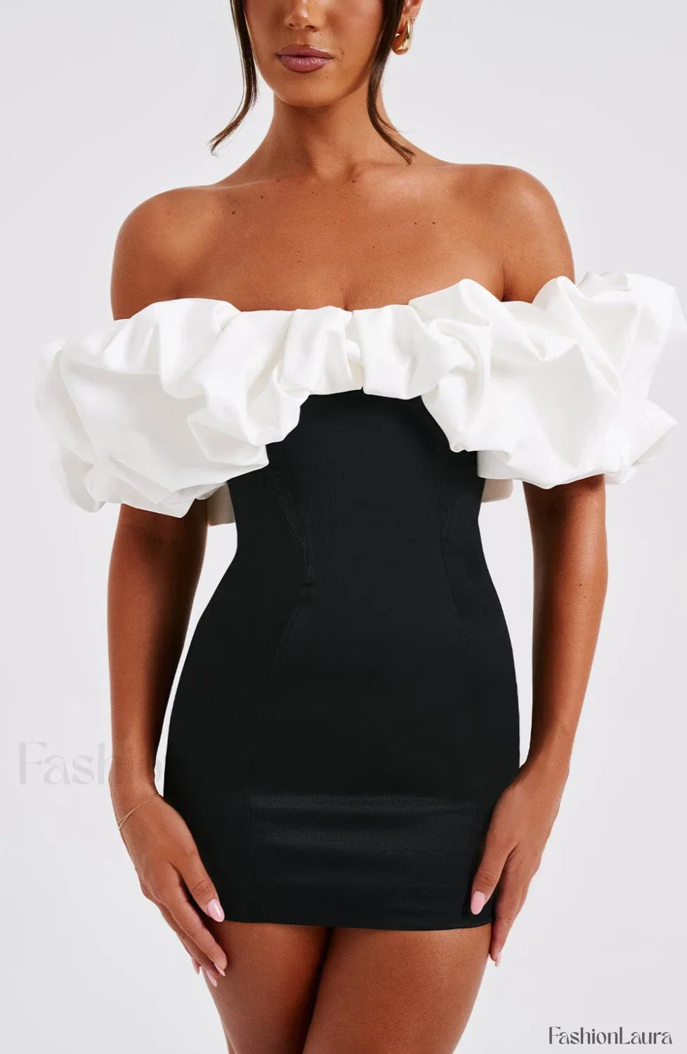 Allie Mini Graceful Dress - Black/White