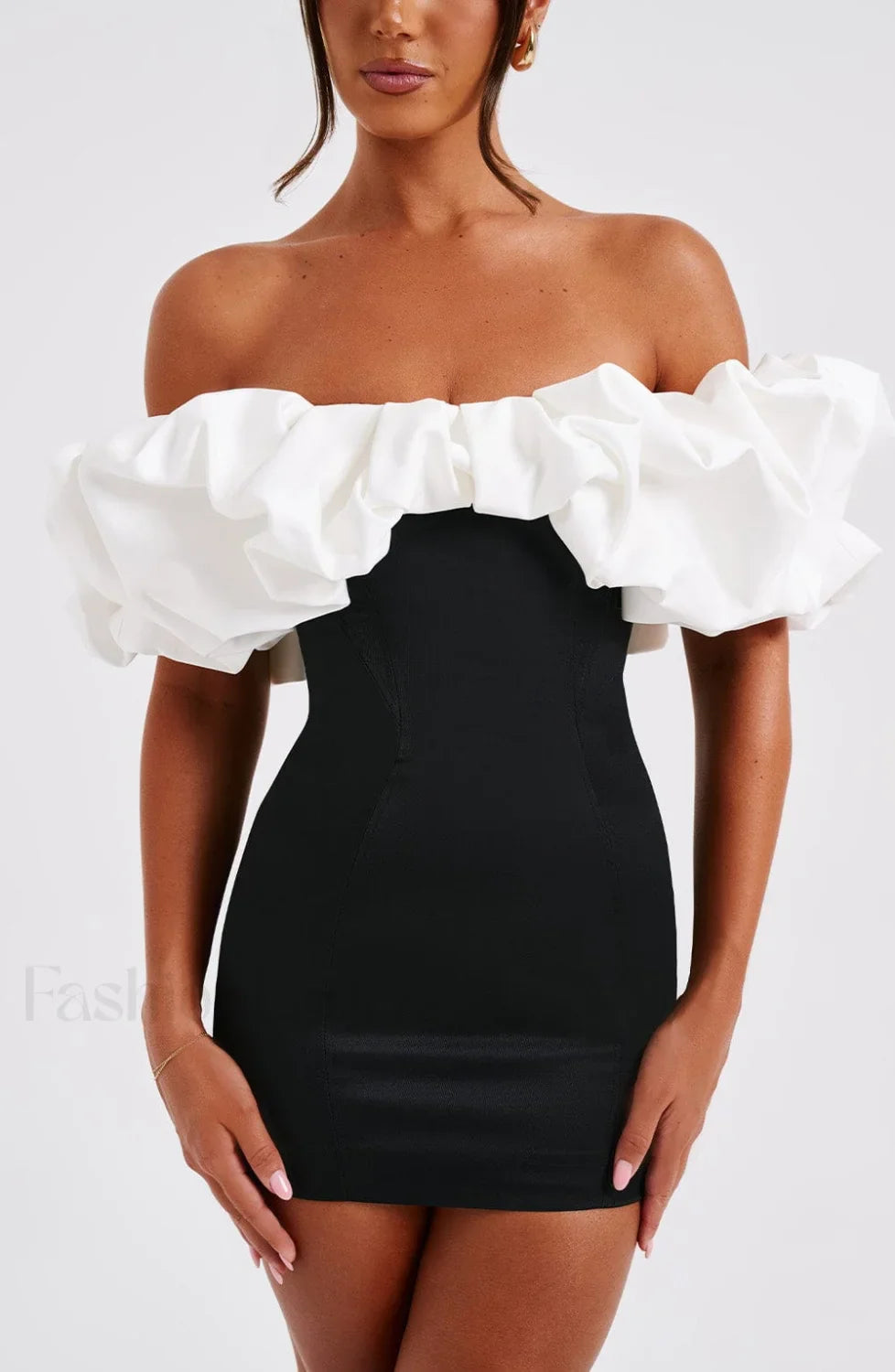Allie Mini Graceful Dress - Black/White