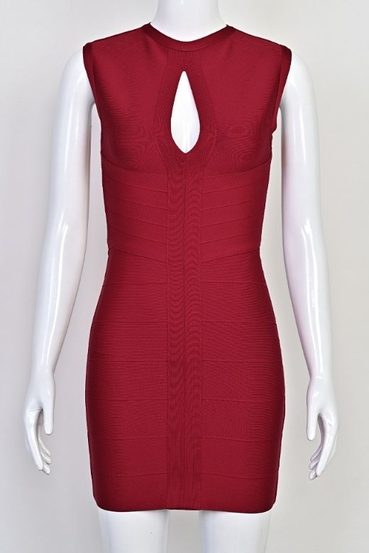 Alora Bandage Mini Dress - Red Wine