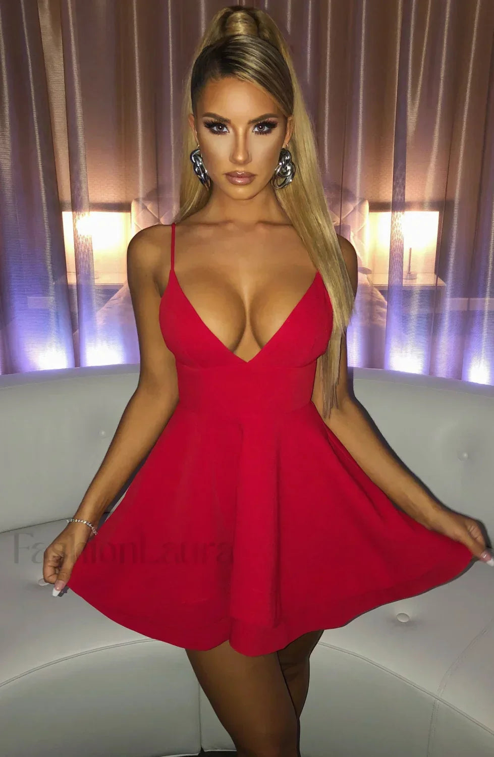 Amanda Mini Graceful Dress - Red