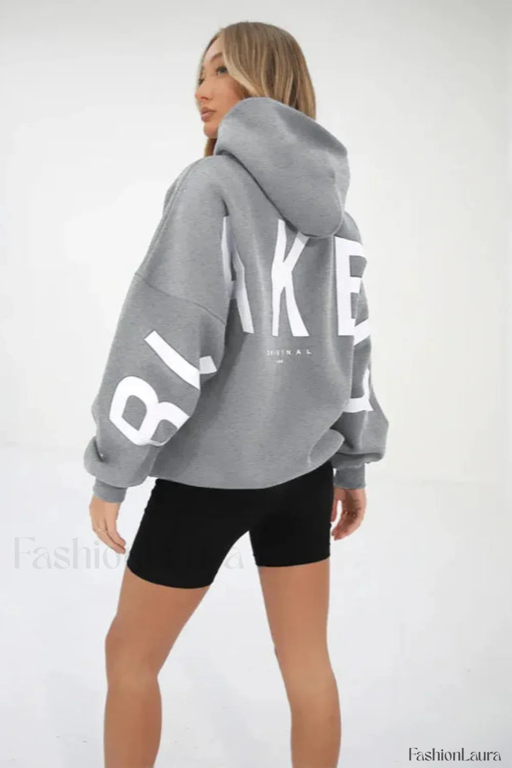 American Retro Letter Print Oversized Hoodie
