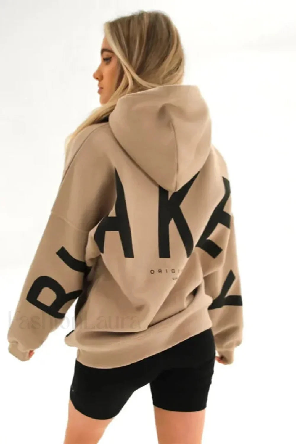 American Retro Letter Print Oversized Hoodie