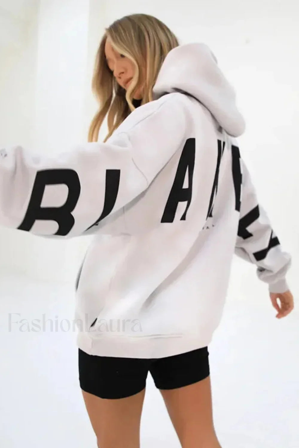 American Retro Letter Print Oversized Hoodie