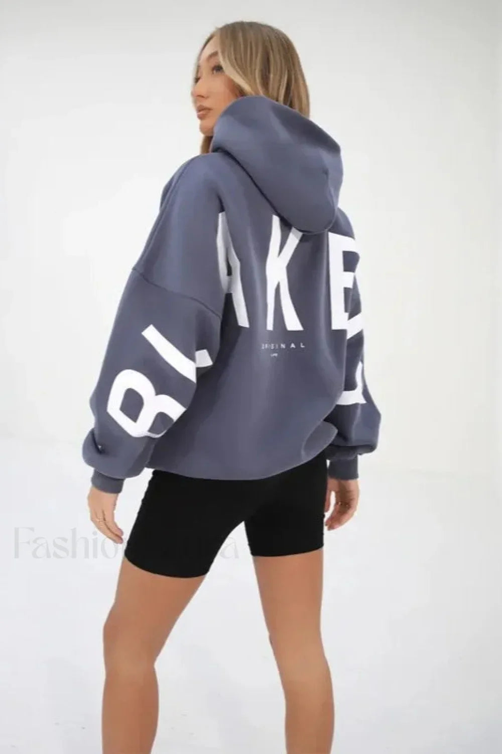 American Retro Letter Print Oversized Hoodie