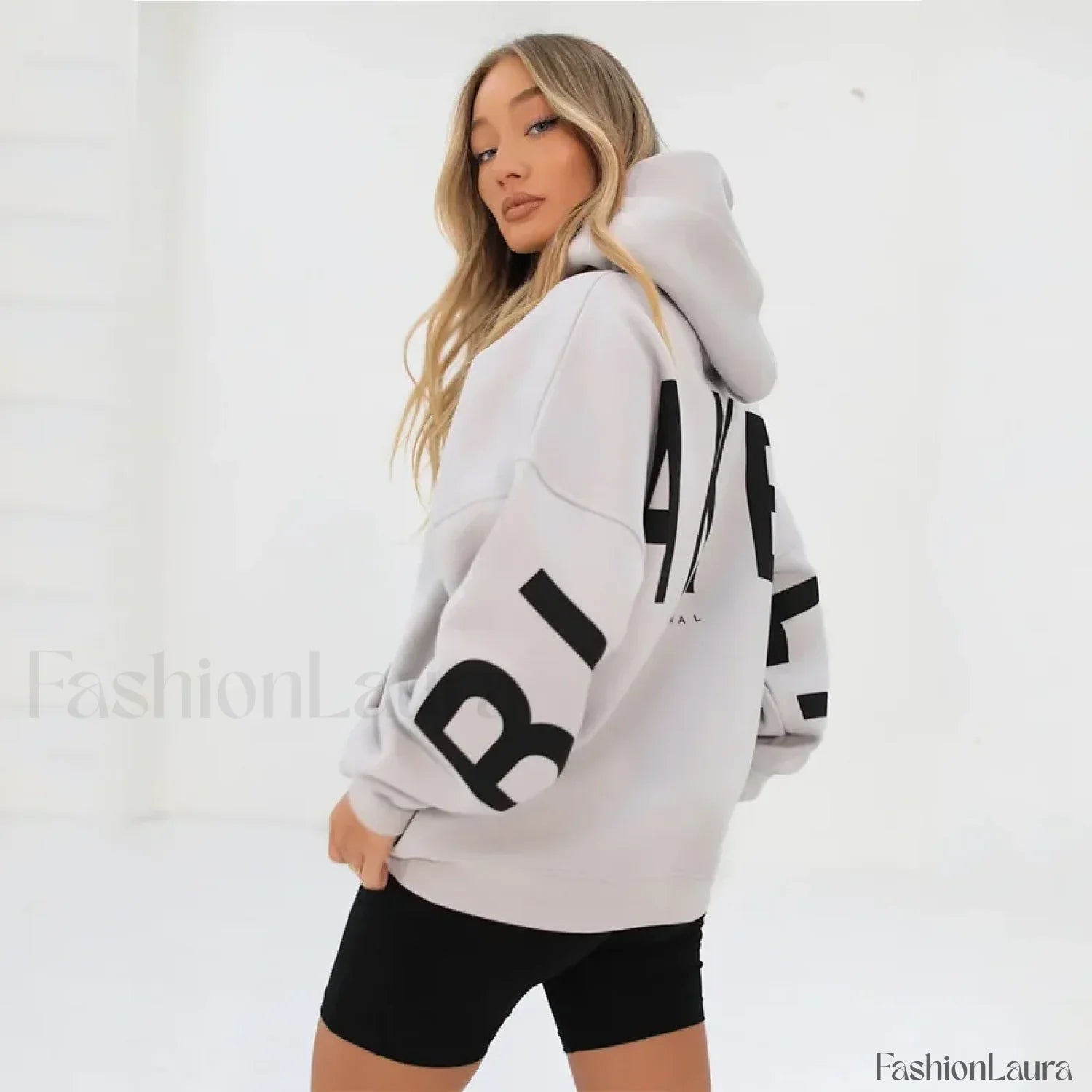 American Retro Letter Print Oversized Hoodie