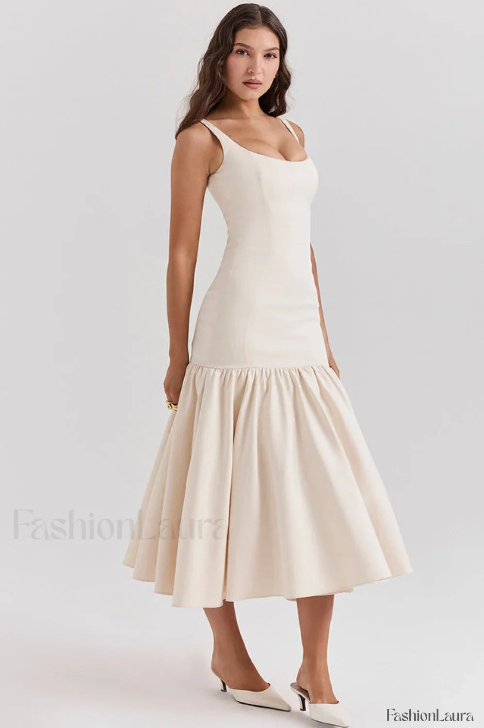 Amore Dropped Stylish Waist Midi Dress