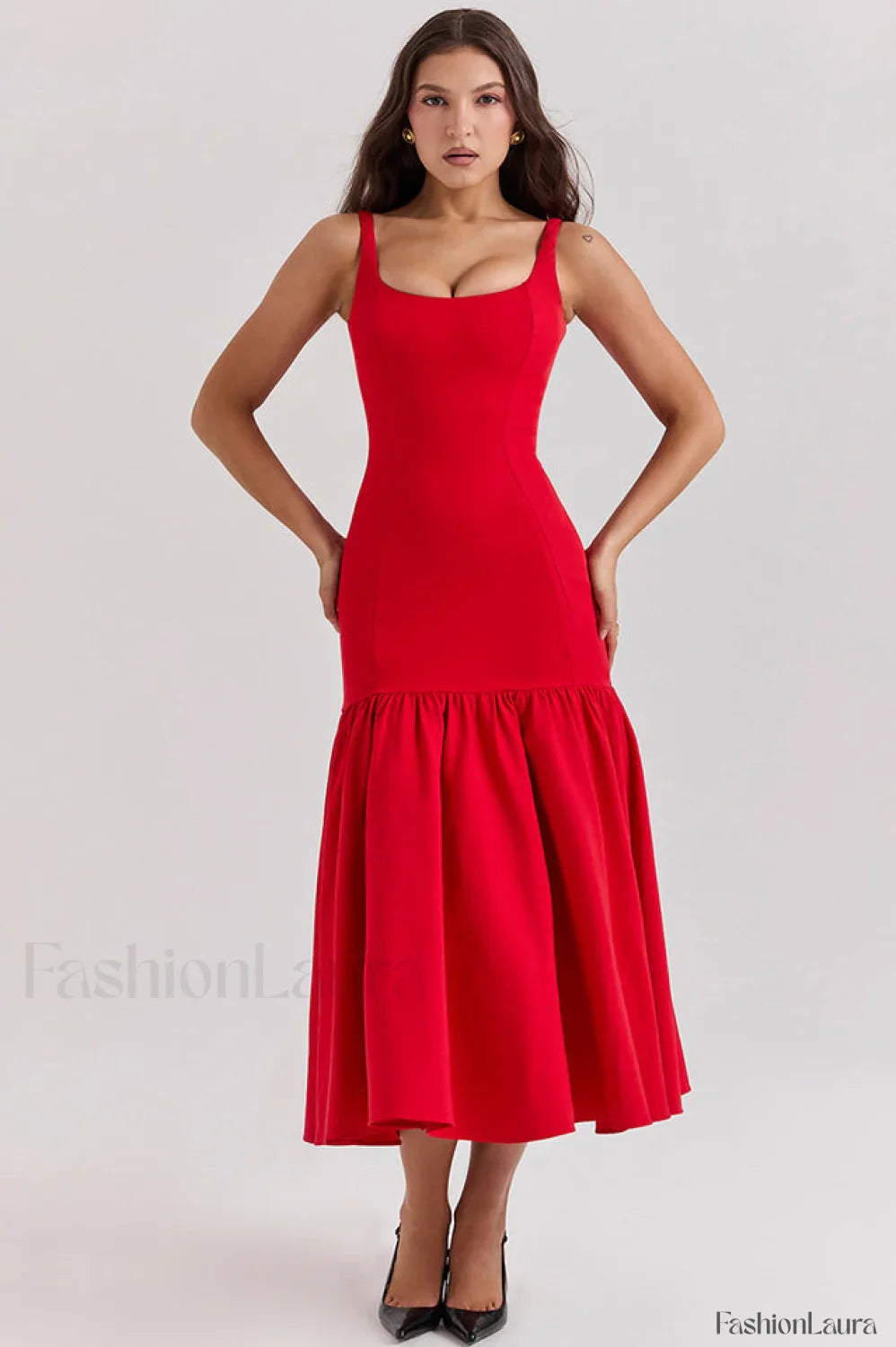 Amore Dropped Stylish Waist Midi Dress