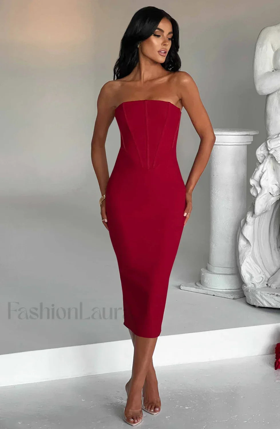Amore Midi Graceful Dress Red XS Dress