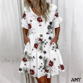 Script Print V-Neck Short Sleeve Tiered Mini Dress 2