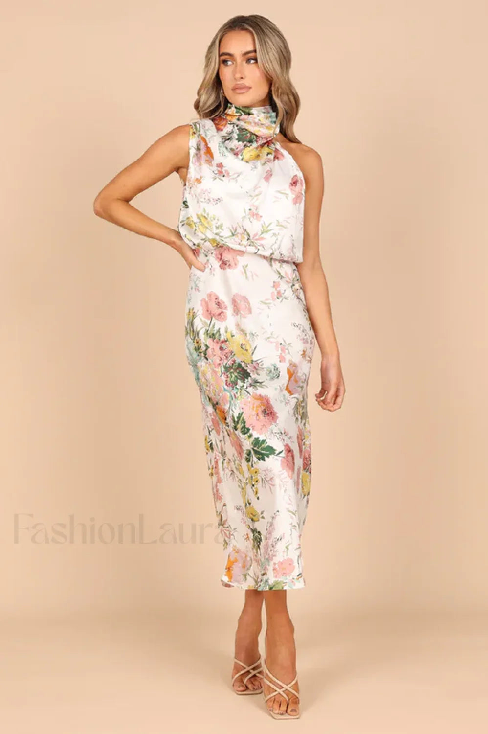 Anabelle Halter Stylish Neck Midi Dress