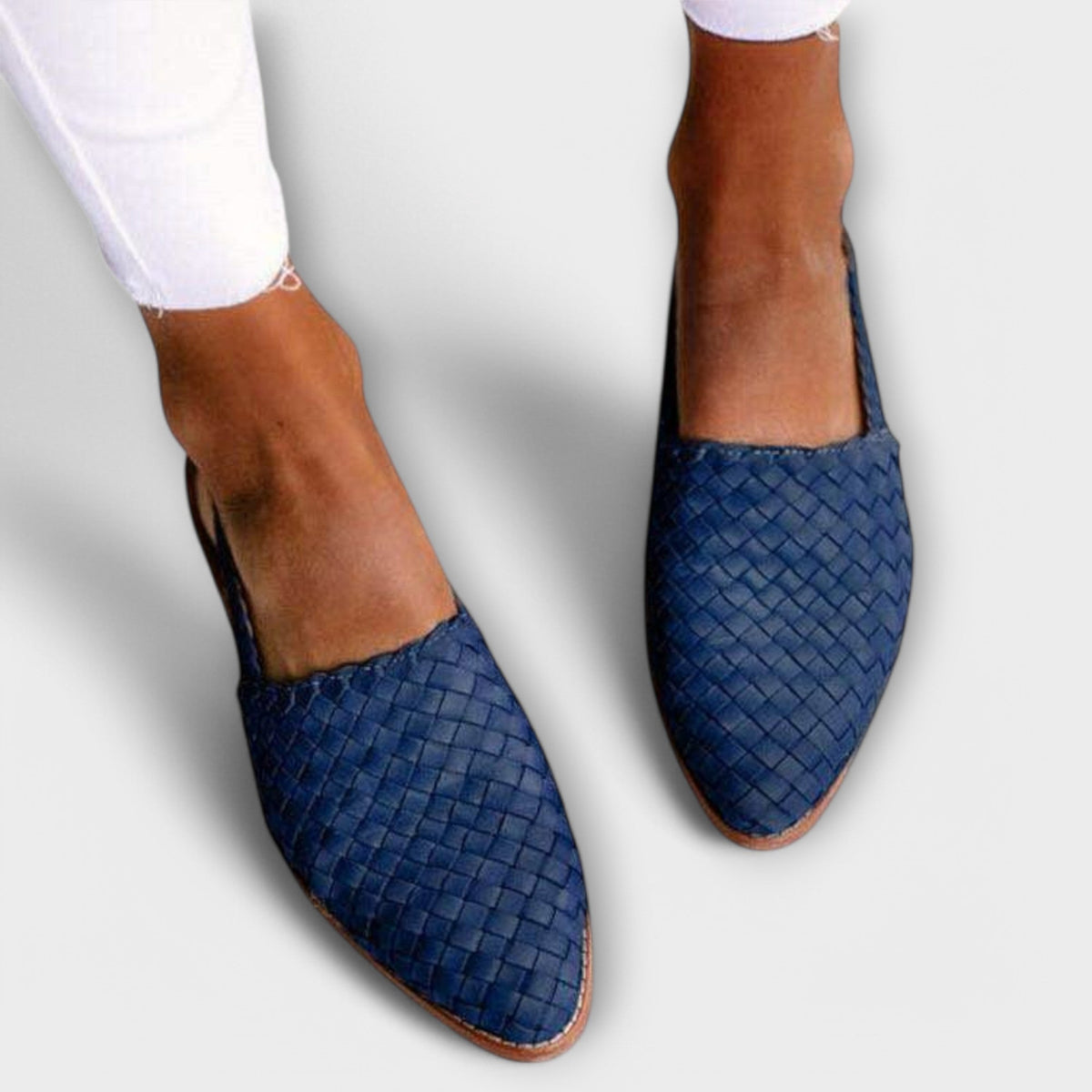 Woven Pointed Toe Slingback Flats