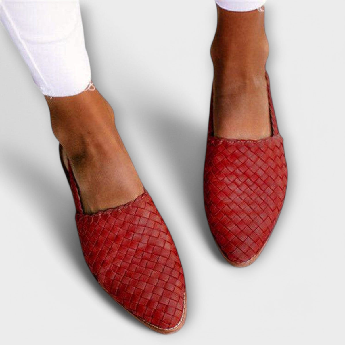 Woven Pointed Toe Slingback Flats