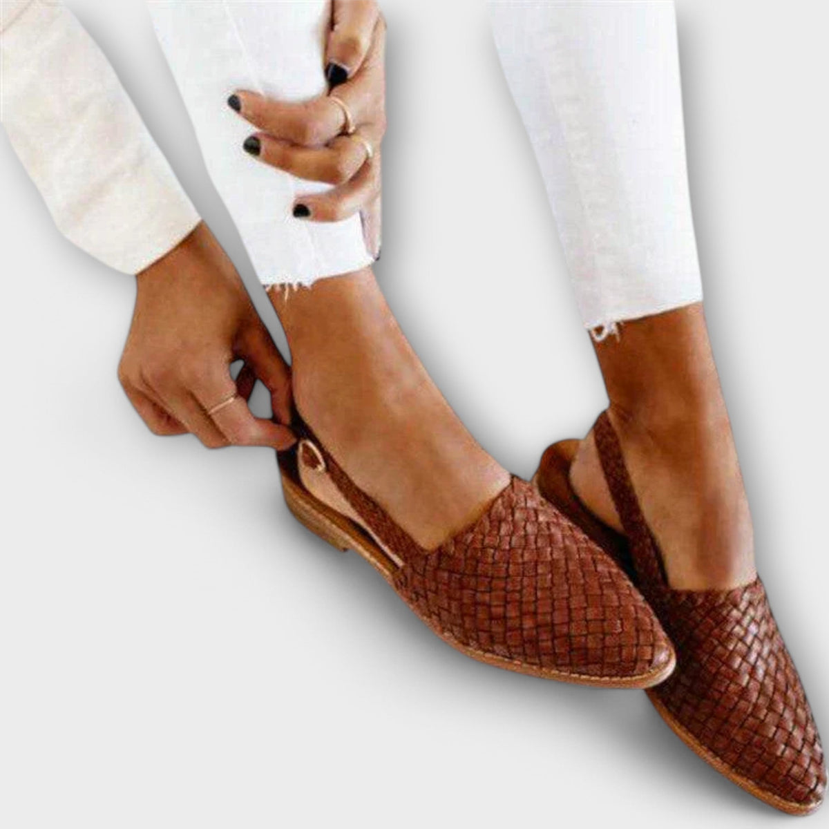 Woven Pointed Toe Slingback Flats