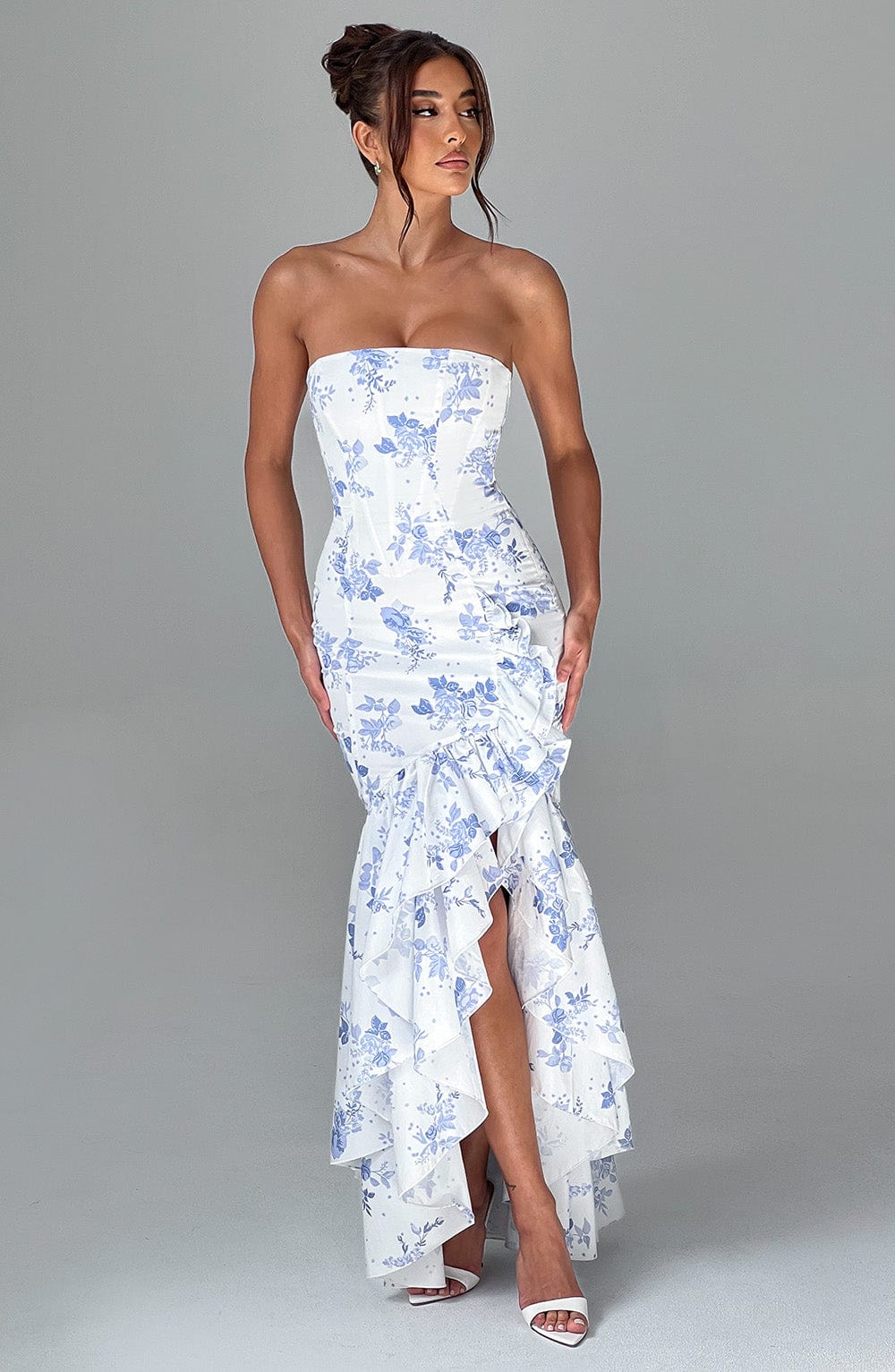 Angelina Maxi Dress Blue Floral Print