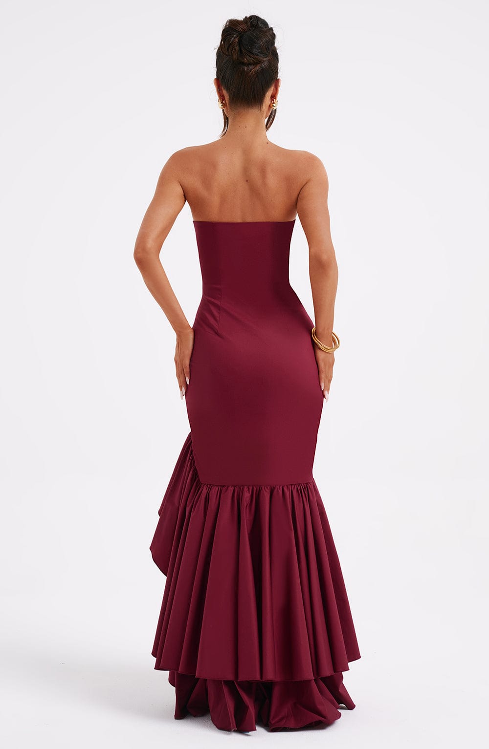 Strapless Ruffle High Split Mermaid Maxi Dress 3