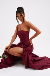Strapless Ruffle High Split Mermaid Maxi Dress 4