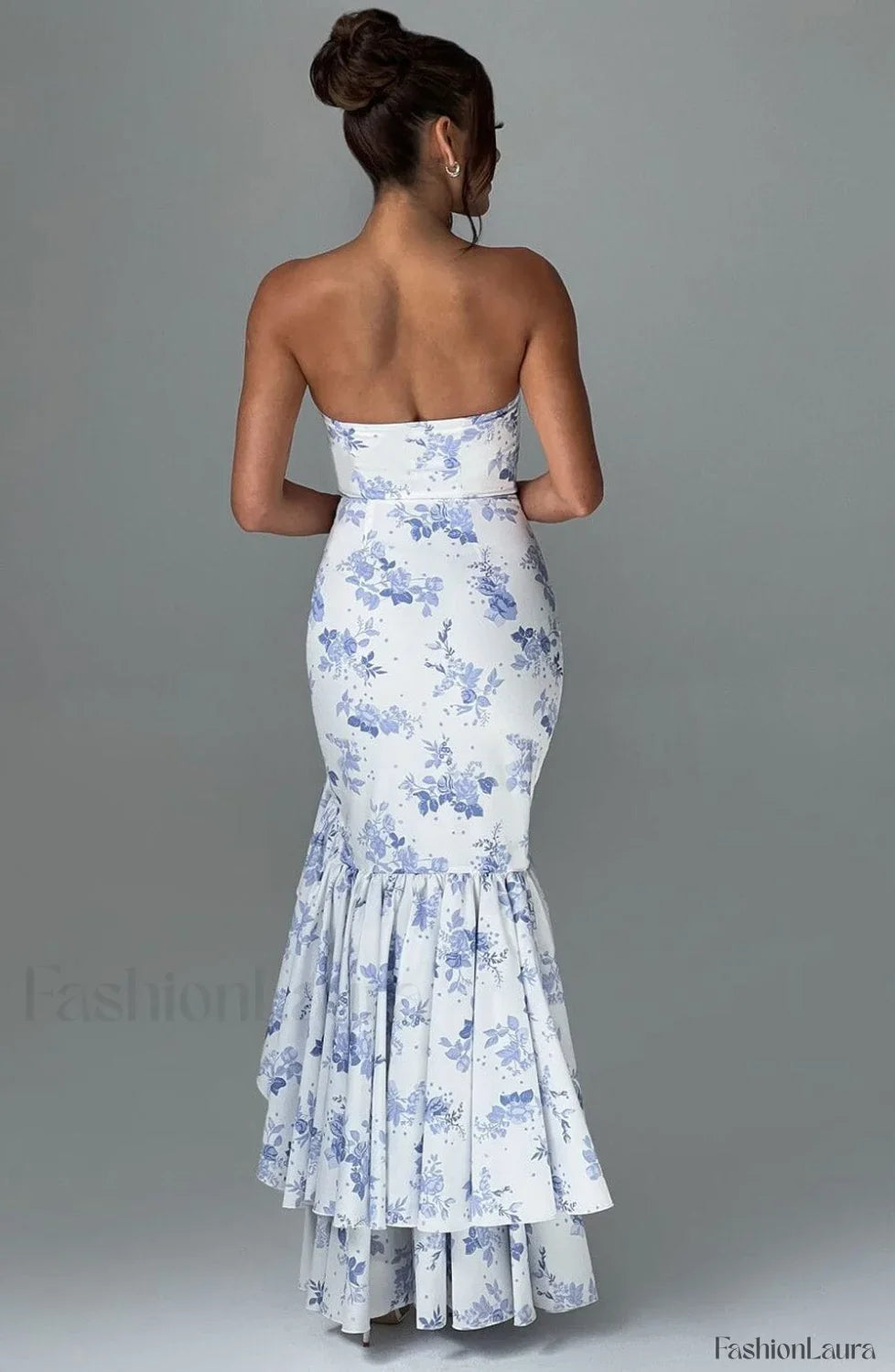 Angelina Maxi Dress Trendy - Blue Floral Print