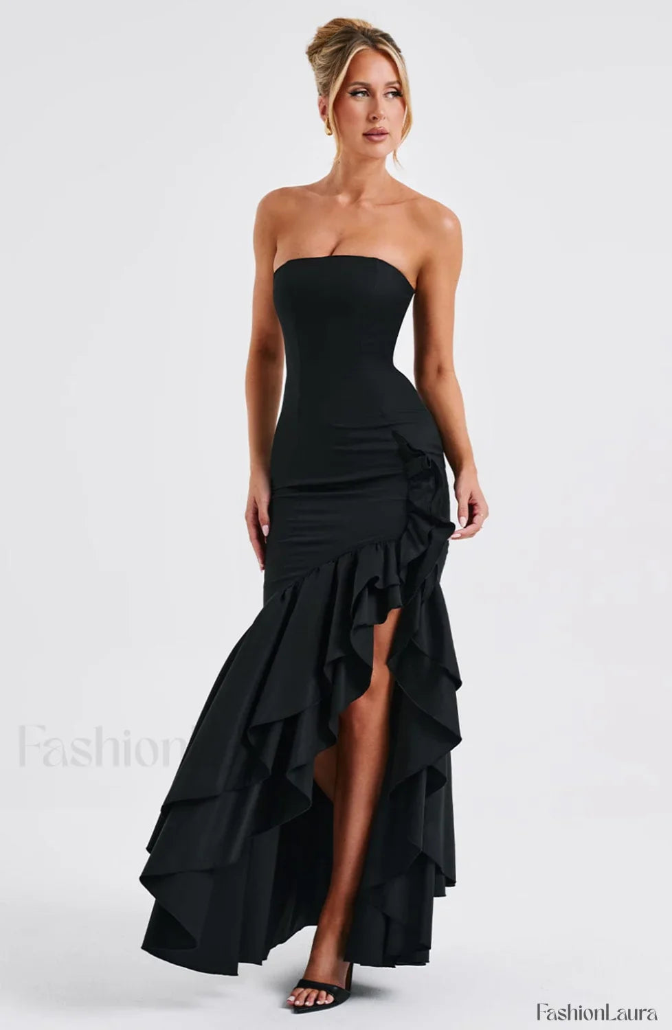 Angelina Maxi Graceful Dress - Black