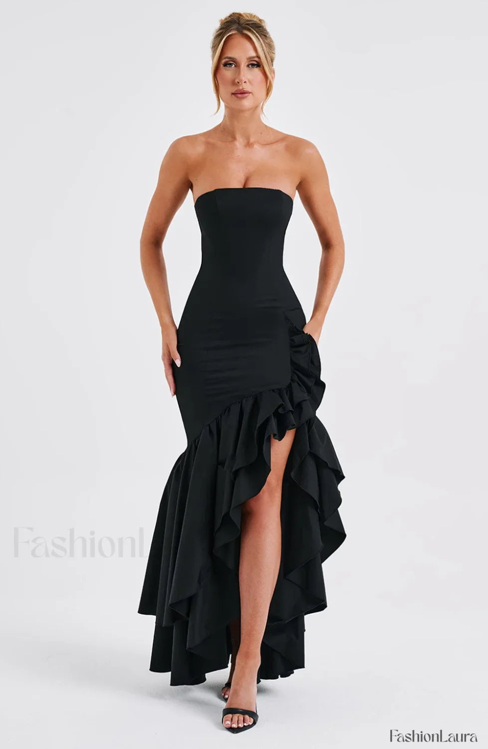 Angelina Maxi Graceful Dress - Black
