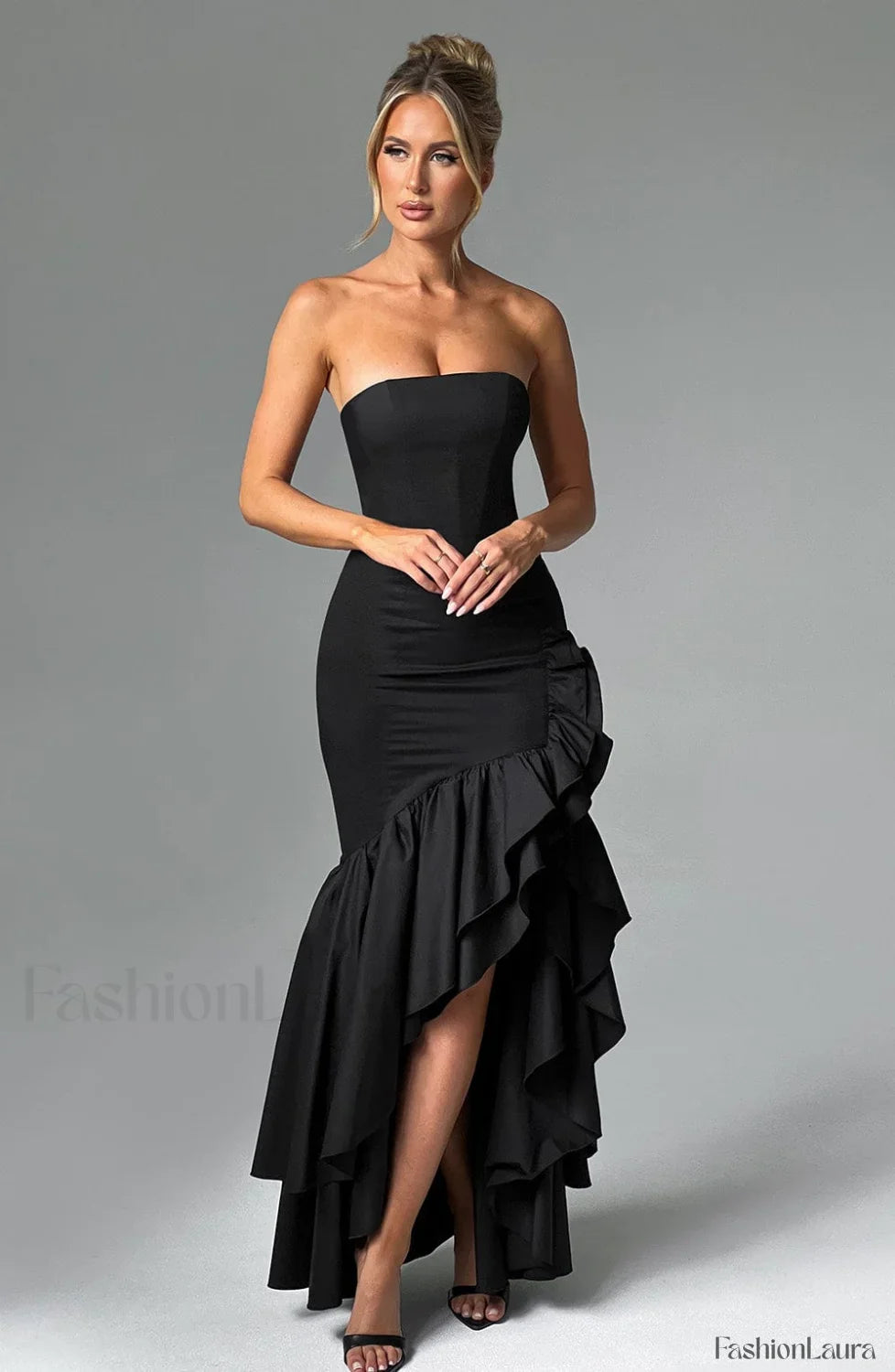 Angelina Maxi Graceful Dress - Black