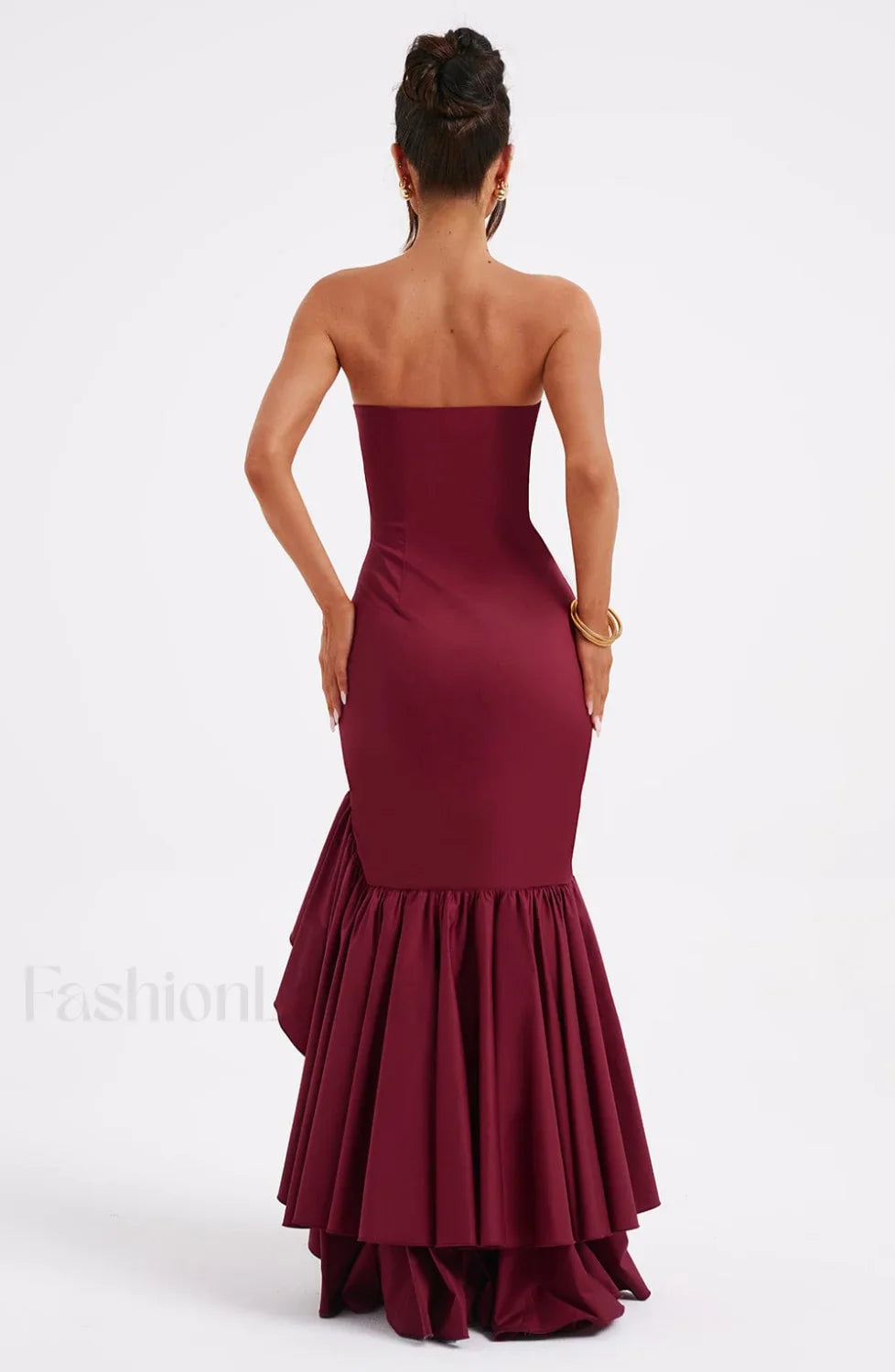 Angelina Maxi Graceful Dress - Burgundy