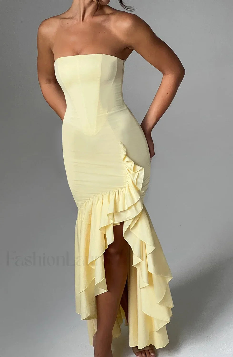 Angelina Maxi Graceful Dress - Lemon