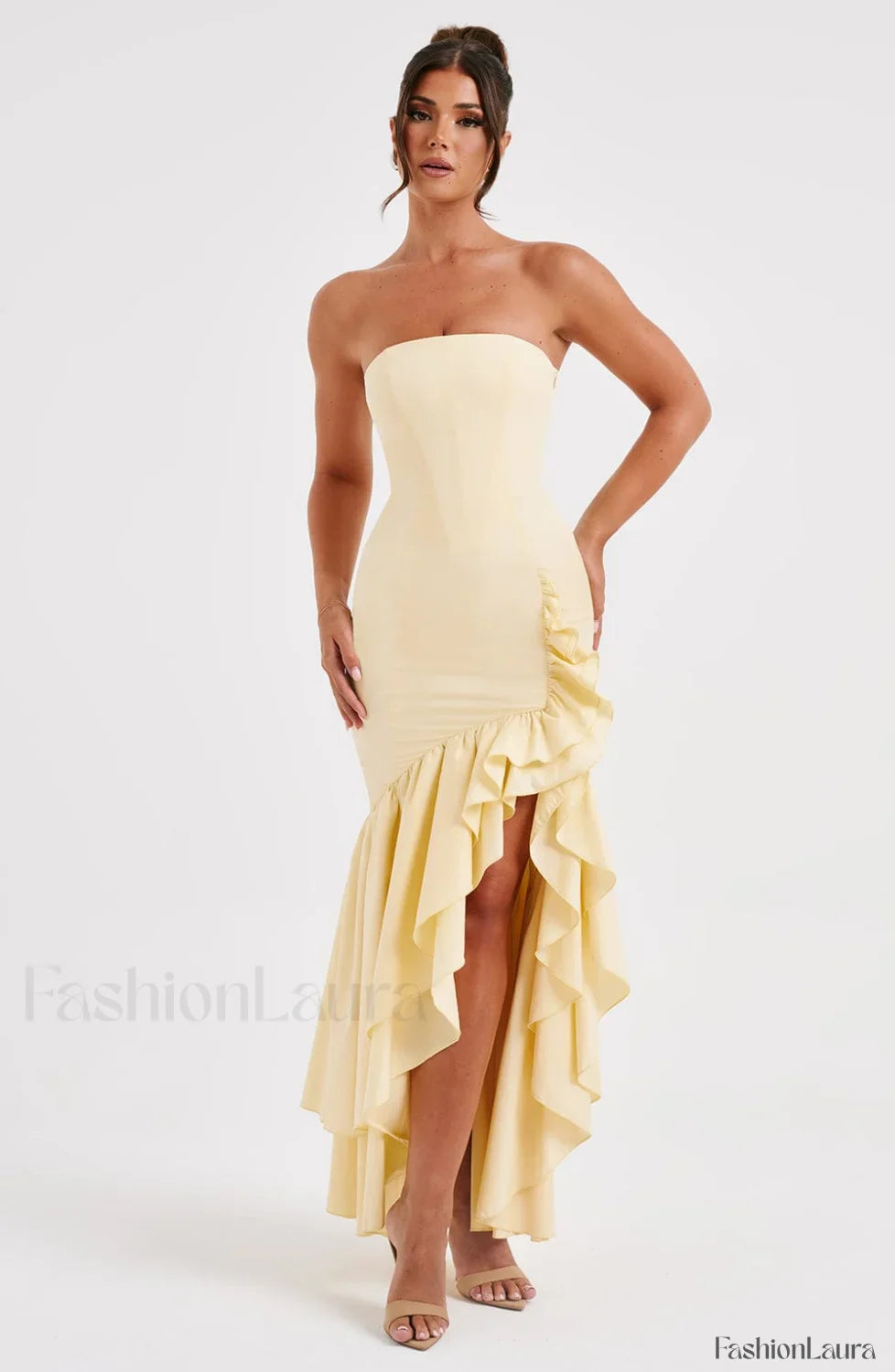 Angelina Maxi Graceful Dress - Lemon