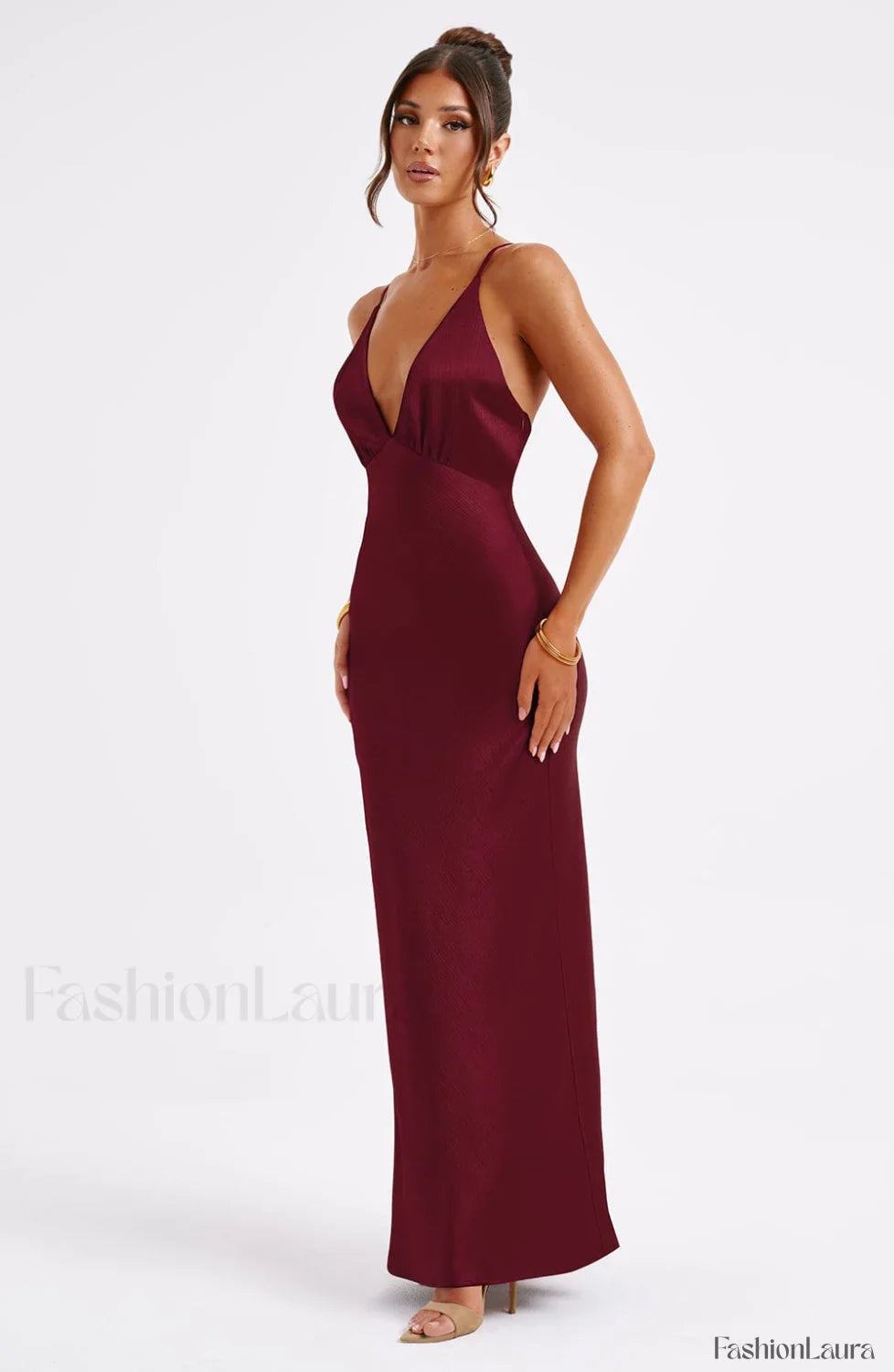 Anja Maxi Graceful Dress - Burgundy