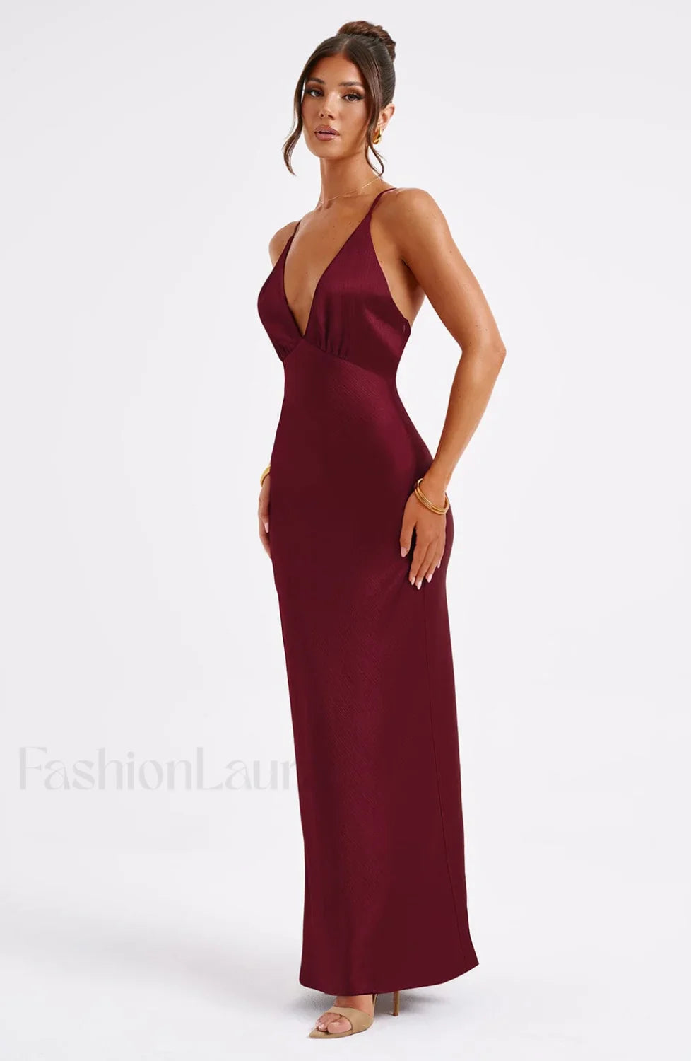 Anja Maxi Graceful Dress - Burgundy