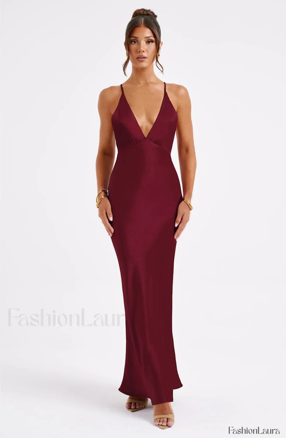 Anja Maxi Graceful Dress - Burgundy