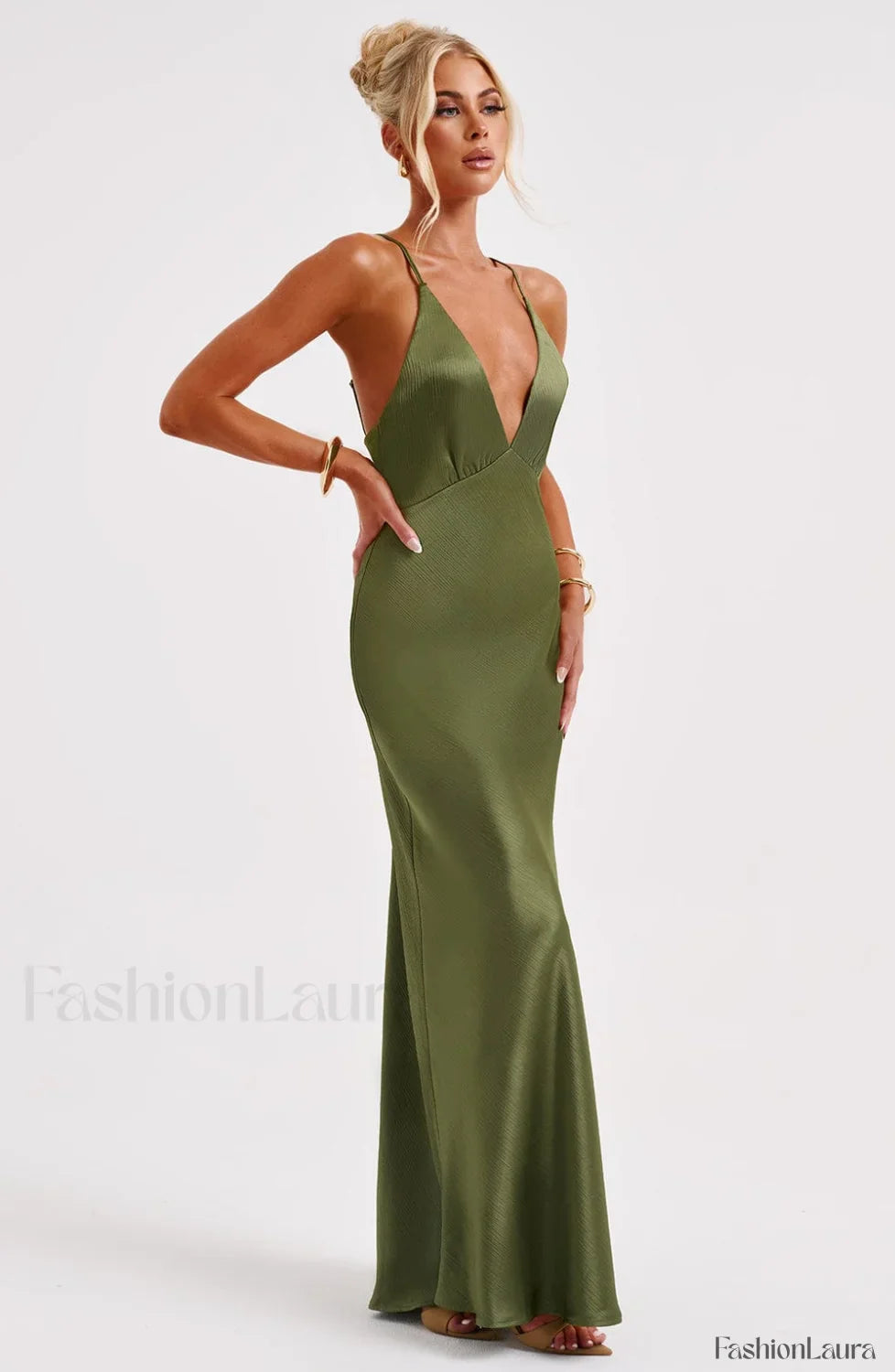 Anja Maxi Graceful Dress - Khaki