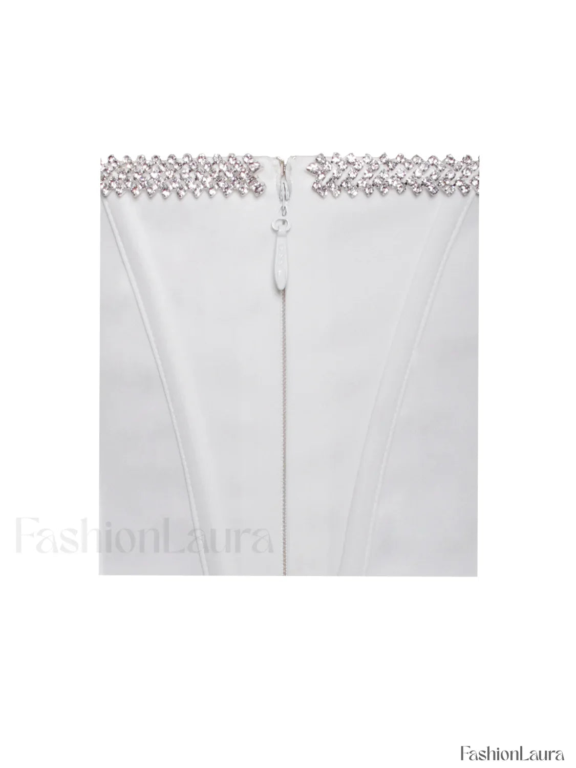 Annika White Off Shoulder Long Trendy Sleeve Corset Dress With Crystal Trim