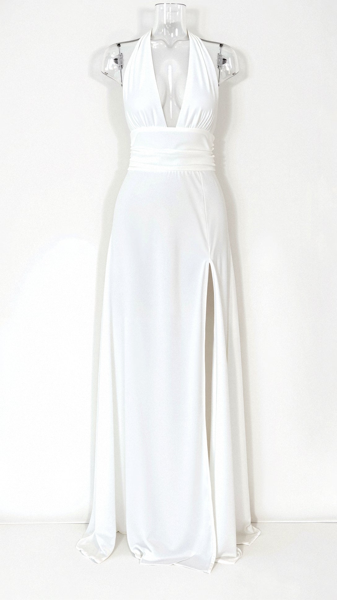 Waleska Elevated Maxi Halter Dress V Neck and Slit Chic Silhouette Collection